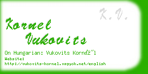 kornel vukovits business card